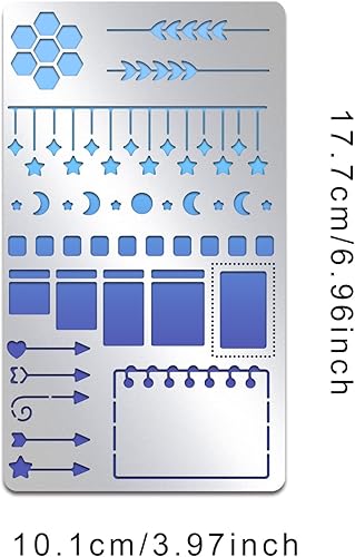 INFUNLY Pochoirs en métal pour journal, planification, pochoir en métal à lignes droites en acier inoxydable, pochoir pour dessin, peinture, marque-page, agenda, scrapbooking - Nail Gallerys