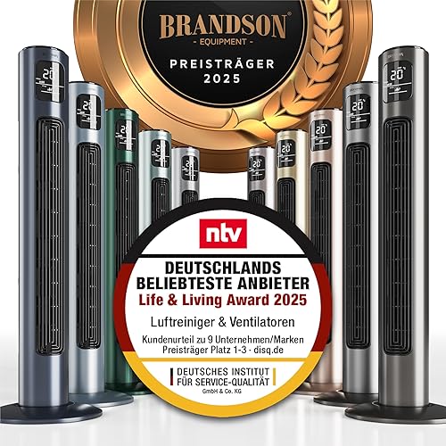 Brandson - Ventilateur Colonne avec télécommande - oscillant - Silencieux - 45W - 3 Niveaux de Vitesse - minuterie - 3 Modes de Fonctionnement - Oscillation 60° commutable - Ecran LED - Rouge Beige - Nail Gallerys