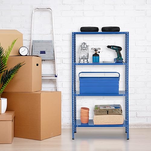 Relaxdays Etagère Charge Lourde, HxLxP: 147,5 x 75,5 x 30,5 cm, 160 kg, Acier, 4 Niveaux, Rangement Cave & Garage, Bleu - Nail Gallerys
