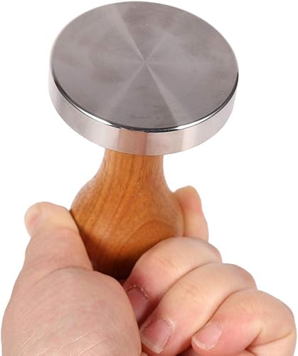 TOPINCN Tamper en acier inoxydable manche en bois espresso outil de presse à bourrer avec tamper à chaud à base plate de 58 mm - Nail Gallerys