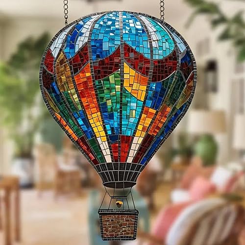 Eyccier Décorations de montgolfières, 2D Art Mural Festif en montgolfière, Suncatchers Exquis pour Le Jardin en Verre de fenêtre Porceau arrière-Cour extérieur, style2. - Nail Gallerys