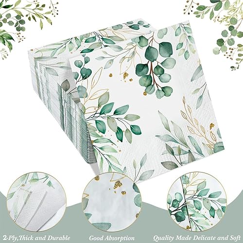 80 pièces serviette papier mariage, serviette de table papier jetables, serviette bapteme, serviette papier vert sauge, Convient pour les mariages, les baptêmes, les communions, anniversaires - Nail Gallerys