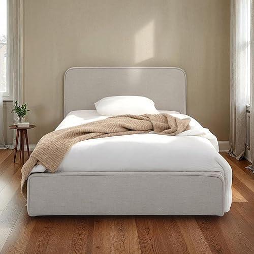 IDIMEX Lit Simple BELARTI 90x190 cm, Revêtement en Tissu, Lit Style Moderne pour 1 Personne, Cadre de lit en Bois avec sommier Inclus, Blanc crème - Nail Gallerys