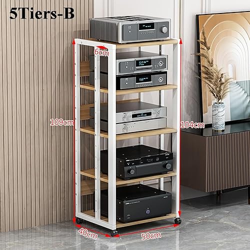 Meuble Chaine HiFi Tour Audio-vidéo À 5 Niveaux, Unité De Rangement À Étagère Réglable, Armoire Stéréo for Home Cinéma, Support Multimédia AV Multifonctionnel - Nail Gallerys
