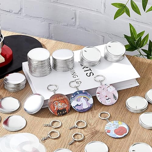 Lot de 100 badges de 58 mm et 100 porte-clés avec chaîne, accessoires de décoration - Nail Gallerys