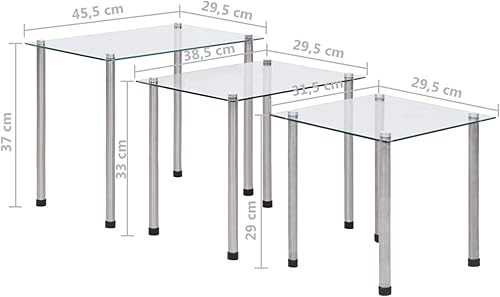 Festnight Tables Gigognes Tables de Salon Transparent Verre trempé 3 pcs - Nail Gallerys