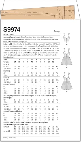 SIMPLICITY Madalynne Intimates Y5 Patron de couture pour corsets pour femme Multisizes Multicolore - Nail Gallerys