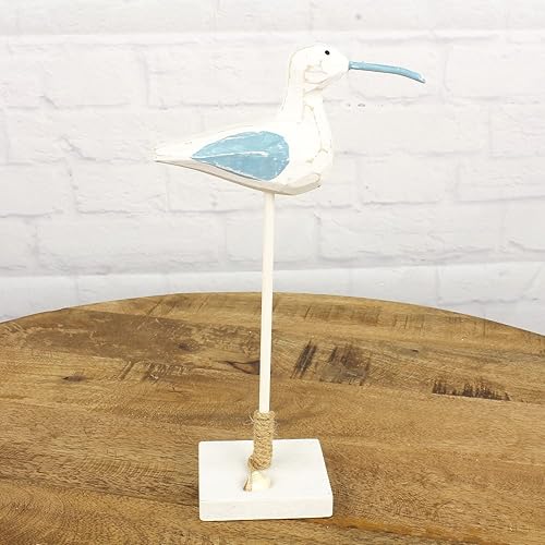 Macosa CP53321 Mouette décorative en bois sur pied en bois Blanc/bleu 28 cm Décoration de salle de bain Décoration de salle de bain Oiseau décoratif Mouette en bois Décoration de salle de bain - Nail Gallerys