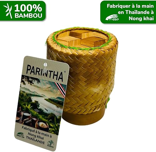 Petit Panier pour riz gluant thaïlandais traditionnel en bambou de 9 cm – pour transporter, présenter en portion individuelle le riz collant (Bamboo Sticky Rice) - Nail Gallerys