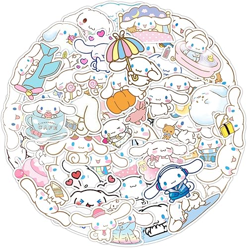 Lot de 50 autocollants esthétiques en vinyle imperméables compatibles avec Cinnamoroll - Pour adolescents, enfants et adultes, bouteille d'eau, ordinateur portable, téléphone, skateboard, ordinateur, - Nail Gallerys