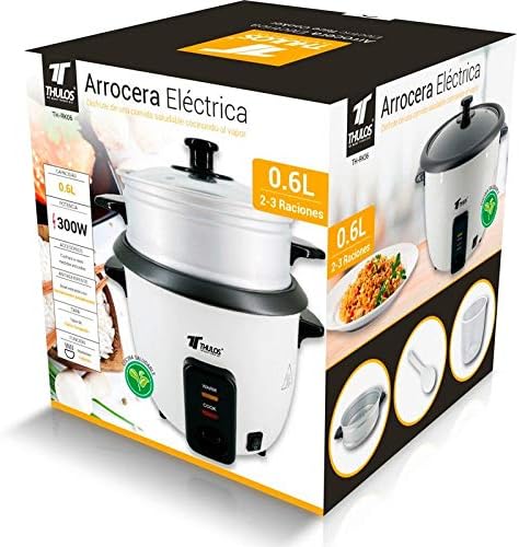 Thulos Cuiseur à riz électrique avec capacité de 0,6 l (2 à 3 portions) avec fonction « garder au chaud ». Comprend une cuillère et un verre doseur. TH-RK06 - Nail Gallerys