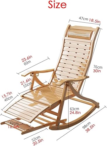 Fauteuil Relaxant Pliant Chaise En Bois De Rotin Fauteuil À Bascule Avec Repose-pieds Et Rembourrage,Fauteuil Lounge De Patio Relax Glider, Plaque De Massage Pour Les Pieds ( Color : Rosso , Size : B - Nail Gallerys