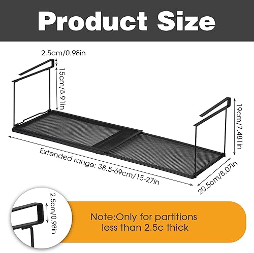 Drepint Panier de Rangement sous Étagère Extensible, Panier de Rangement Suspendu en Acier au Carbone, Tiroir Suspendu sous Étagère pour Cuisine, Bureau, Garde-Manger, Salle de Bain, Armoire(Noir) - Nail Gallerys