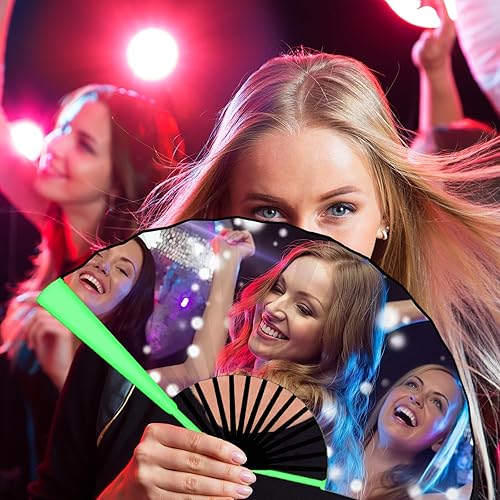Éventail LED Personnalisable Pliant Lumineux - Personnalisez avec Photo, Texte et Logo - Accessoire de Danse pour fête, Line Dance & Popping pour passionnés de Danse (Style 3) - Nail Gallerys