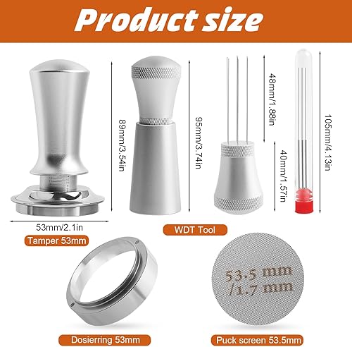 Tamper à café 54 mm avec outil WDT, entonnoir doseur de 54 mm, écran palet de 54 mm, base plate en acier inoxydable compatible avec machine à café expresso - Nail Gallerys