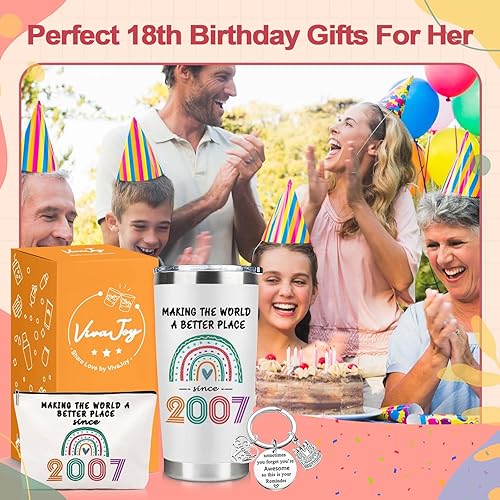 VivaJoy Cadeaux d'anniversaire pour filles – Tasse arc-en-ciel personnalisée pour meilleure amie, sœur, fille, 18e anniversaire - Nail Gallerys