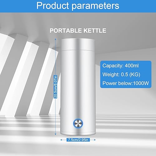 Bouilloire électrique portable de voyage,400ML Bouilloire Électrique Voyage,théière de voyage en acier inoxydable,pour la préparation du thé, du café, du lait de bébé - Nail Gallerys