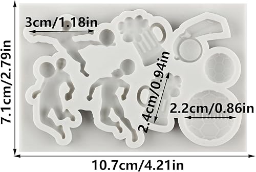 Sijiangmold Moules en silicone sur le thème du football - Moule à fondant - Moule à bière - Moule pour décoration de gâteau - Chocolat - Cupcake Topper Candy Polymer Clay Gum Paste - Nail Gallerys