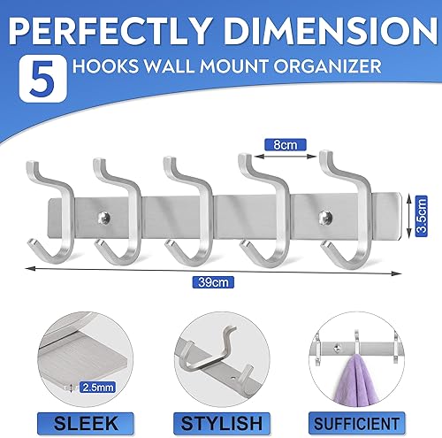 GlazieVault Lot de 2 porte-manteaux muraux en acier inoxydable - Crochets muraux robustes - Nail Gallerys