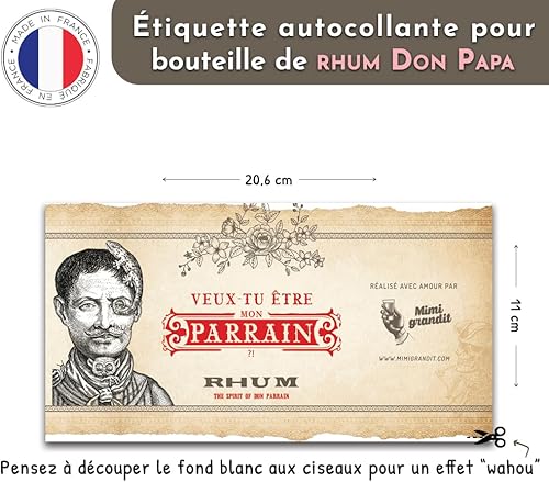Demande en parrain, Marraine, Étiquette autocollante pour bouteille de vin, Annonce futur parrain, Future marraine (Rhum Parrain) - Nail Gallerys