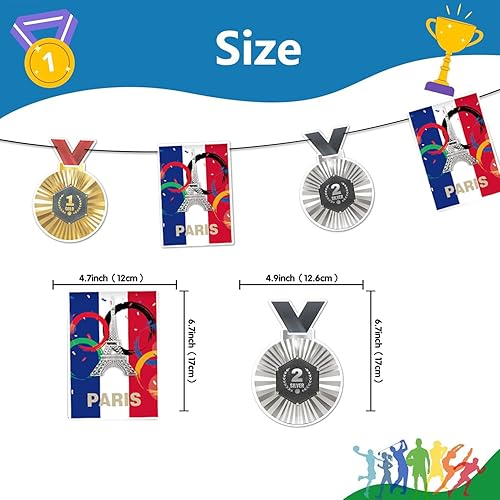 Décoration Jeux Olympiques 2024, Bannière des Jeux Olympiques, Drapeau Jeux Olympiques pour la décoration de fête olympique Activity Bar Décoration Sportive - Nail Gallerys