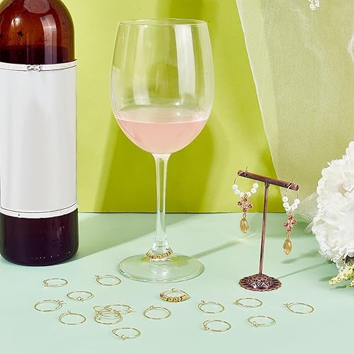 UNICRAFTALE 80pcs Créoles Boucle D'Oreille 18K Plaqué Or 25mm Verre à Vin Breloques Anneaux Pendants Boucle D'Oreille Ronde Boucle D'Oreille Perles pour Bijoux Fête Festival Vin Breloque - Nail Gallerys