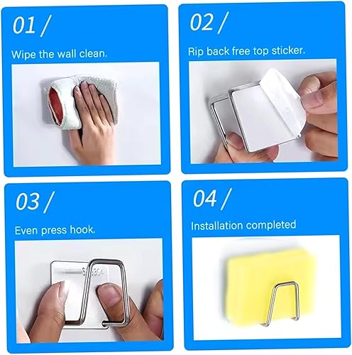 Obelunrp Porte-éponge, 2pcs Mont rouillé Mont Rouille Évier en Acier Inoxydable Support éponge avec Un Support adhésif et Un Design de Drainage pour la Cuisine à Domicile, pour l'évier de la Cuisine - Nail Gallerys