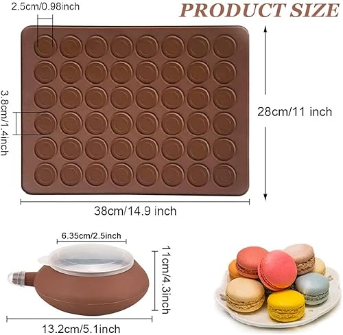 DURANTEY Tapis de Cuisson Macarons Plaque à Macarons Silicone Antiadhésif Moule Macarons Silicone 48 Coques avec 1 Poche à Douille et 4 Douilles de Formes Differentes pour Macarons à Cupcakes - Nail Gallerys