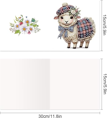 SHEGZHUC Lot de 6 cartes de vœux en forme de mouton avec écharpe, agneau, peinture diamant, carte d'anniversaire, carte de remerciement, carte de bénédiction, cartes de vacances, broderie au point de - Nail Gallerys