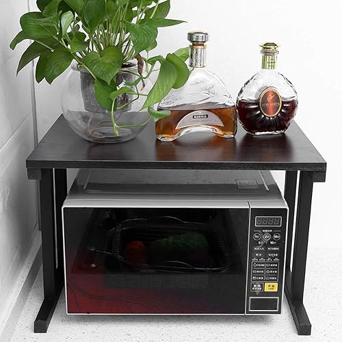 Ejoyous Étagères à micro-ondes à 2 couches, support de micro-ondes en bois étagère de cuisine pour micro-ondes plaques de cuiseur à riz tasses bouteilles de bouilloire 38 x 38 x 57 cm(noir) - Nail Gallerys
