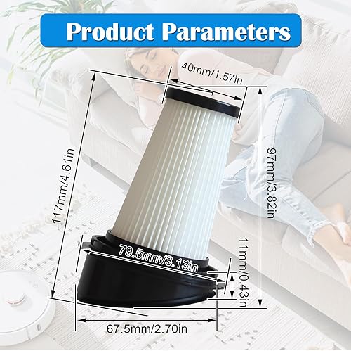 kingsea 2 Pack ZR005201 Filter Compatible with Rowenta RH6543 RH6545WH Air Force Light and Whirlwind Force Light Electric Broom - Nail Gallerys