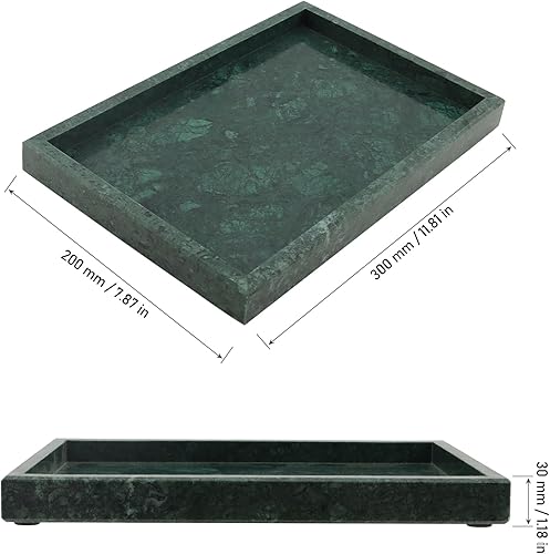 MOUYAT Plateau de rangement rectangulaire en marbre naturel de 30 x 20 x 3 cm, plateau de rangement décoratif pour salle de bain, meuble-lavabo, 2,4 kg - Nail Gallerys