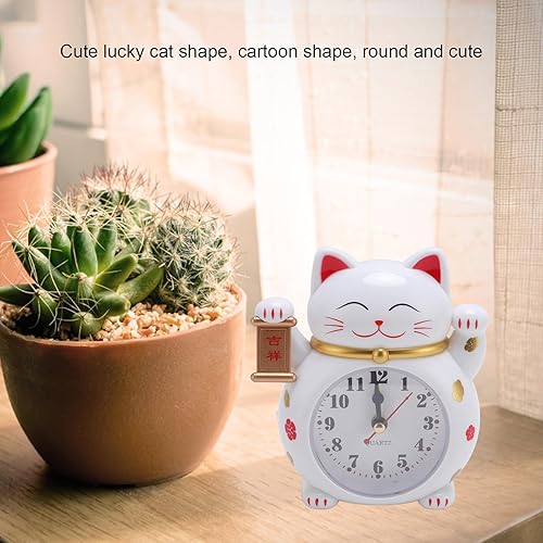 JTLB Réveil chat chanceux, horloge chat mignon avec indication de l'heure précise, horloge de bureau pour la maison, les enfants, les étudiants (YF2025B) - Nail Gallerys