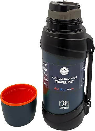 Tirsuli Bouteille thermos isotherme de voyage 2 Litres à double paroi en acier inoxydable - Chaud/froid plus de 24 heures - eau, café, lait ou thé (bleu) - Nail Gallerys