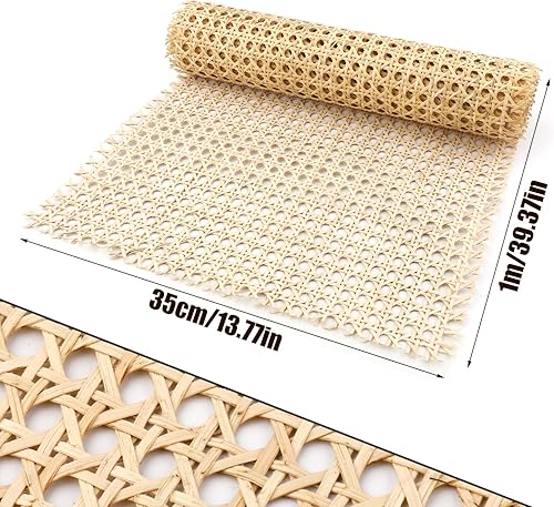 35cm Largeur Sangle Rotin, Rouleau de Sangle en Rotin Naturel pour Projets de Cannage, Canne en Maille Ouverte Tissée pour Meubles, Chaise, Armoire, Plafond - Nail Gallerys