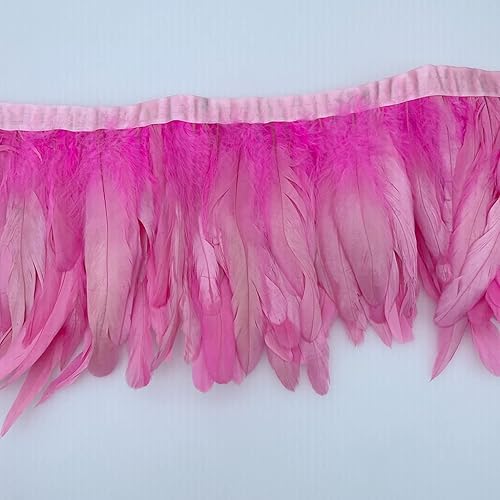 Sowder Frange en plumes de coq - 20,3 à 25,4 cm de large - Pour bricolage, couture, loisirs créatifs, décoration - Lot de 0,9 m (rose) - Nail Gallerys