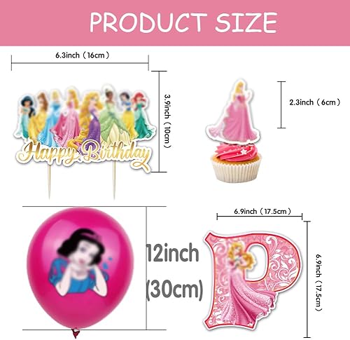 32PCS Princesse Birthday Decorations,Princesse Fête d'anniversaire Ballons Princesse Bannières Party Fournitures Ballons Décorations pour Enfants Anniversaire Décoration de Fete - Nail Gallerys
