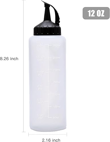 RICHSUM Lot de 3 bouteilles à presser pour sauces avec bouchons à visser – Rechargeables pour sauces chaudes, sauce barbecue, huile, épices, vinaigrette, moutarde, mayonnaise, noir, 350 ml - Nail Gallerys