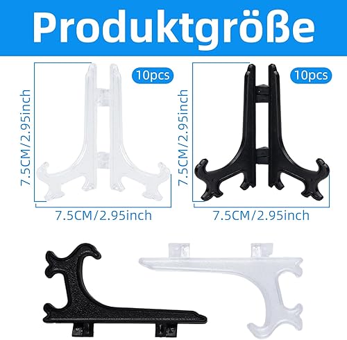 Lot de 20 chevalets en acrylique transparent - Chevalets en plastique - Présentoir pliable - Œuvre d'art de cadre - Pour présenter des livres, des assiettes, des DVD, des photos - Nail Gallerys
