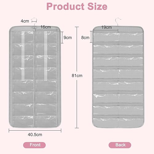 EEEKit Organisateur de Lunettes de Soleil Suspendu, 32 Poches Support de Rangement Bijoux et Lunettes Double Face, Porte-Rangement Anti-Poussière Murale avec Crochet - Nail Gallerys
