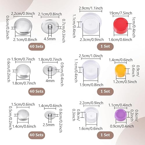 PH PandaHall 120pcs Couvre Boutons Ronds Recouverts de Tissu à Faire Soi Même 3 taille Kits de Bouton Vierges avec Dos Plat et Outils pour la Fabrication en Tissu - Nail Gallerys