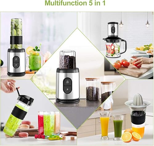 NWOUIIAY Blender Mixeur Multifonctionnel 5 en 1 Machine à Smoothie 800W Mixeur Blender 1.2L pour Smoothies Milk-Shake Jus de Fruits Légumes Poivre Épices Blender Portable pour Sport Voyage et Maison - Nail Gallerys