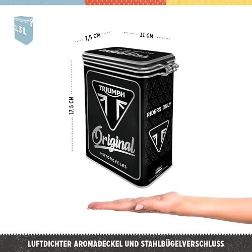 Nostalgic-Art Boîte à café, 1,3 l, Triumph – Original Motorcycles – Idée de cadeau pour motards, récipient avec couvercle aromatique, design vintage - Nail Gallerys
