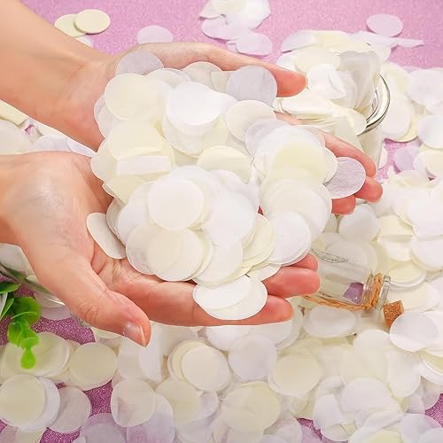 8000pièces Confetti de Tissus Ronds Ivoire Blanc pour Les Mariages,Confettis Mariage Decoration De Table,Confett de Table Ronds en Papier de Soie,Confett pour Décoration de Fête d'Anniversaire - Nail Gallerys