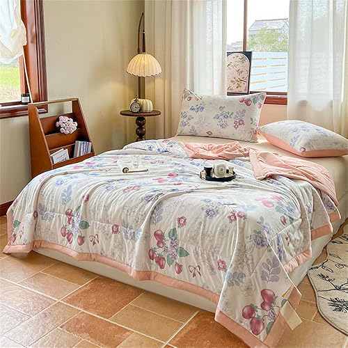 Mateju Couette d'été en Microfibre, Motif de Fleurs Lavable Couette Ete Legere et Fine, Courtepointe Douce et Confortable Légère et Respirante Couverture (Feuilles,150 * 200cm) - Nail Gallerys