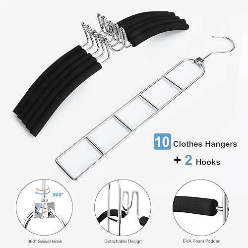 Cintre Gain de Place - 2 Pack Cintres Multicouches Antidérapants 5 en 1 Éponge Support de Rangement pour Vêtements en Métal Organisateur de Cintre pour Veste Manteau Pull Pantalon Chemise T-Shirt - Nail Gallerys