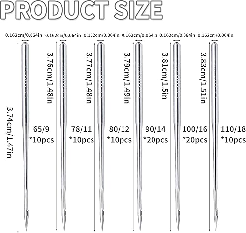 JUHUA Lot de 80 aiguilles de machine à coudre lourdes pour denim, jeans, cuir, jersey - Nail Gallerys