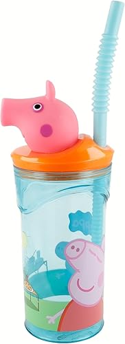 GOBELET RÉUTILISABLE pour Enfants en Plastique sans BPA 430 ML avec Figurine 3D sur Le Couvercle | Peppa Pig Core - Nail Gallerys