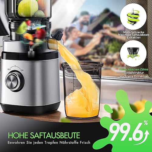 Extracteur de Jus, Slow Juicer, Centrifugeuse Extracteur de jus,Extracteurs de Jus Légumes et Fruits Testé | Moteur DC Ultrasilencieux 350W | Ouverture de 110MM | 2 Tasses | Presse Agrumes Électrique - Nail Gallerys