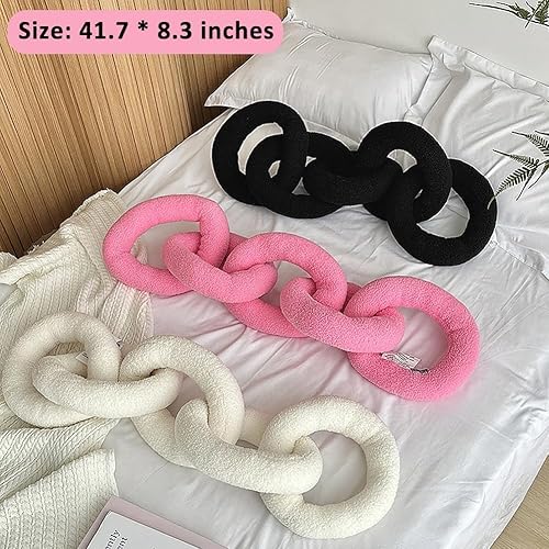 Coussin décoratif à maillons en chaîne – Coussin décoratif en peluche douce pour lit, canapé, soulagement du stress, peluche amusante pour bureau, maison, salon, chambre à coucher, décoration de - Nail Gallerys